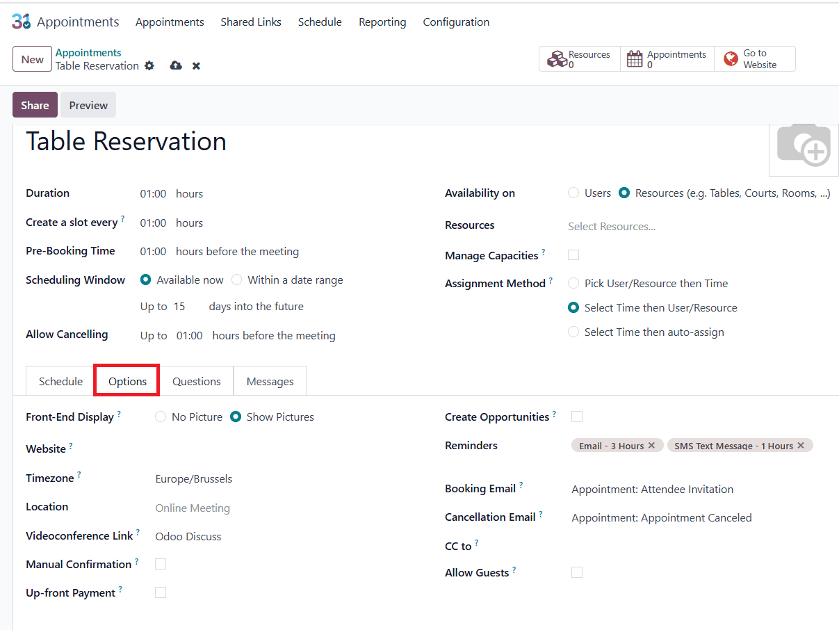 How a Restaurant Table can be booked with Odoo 18 Appointment-cybrosys