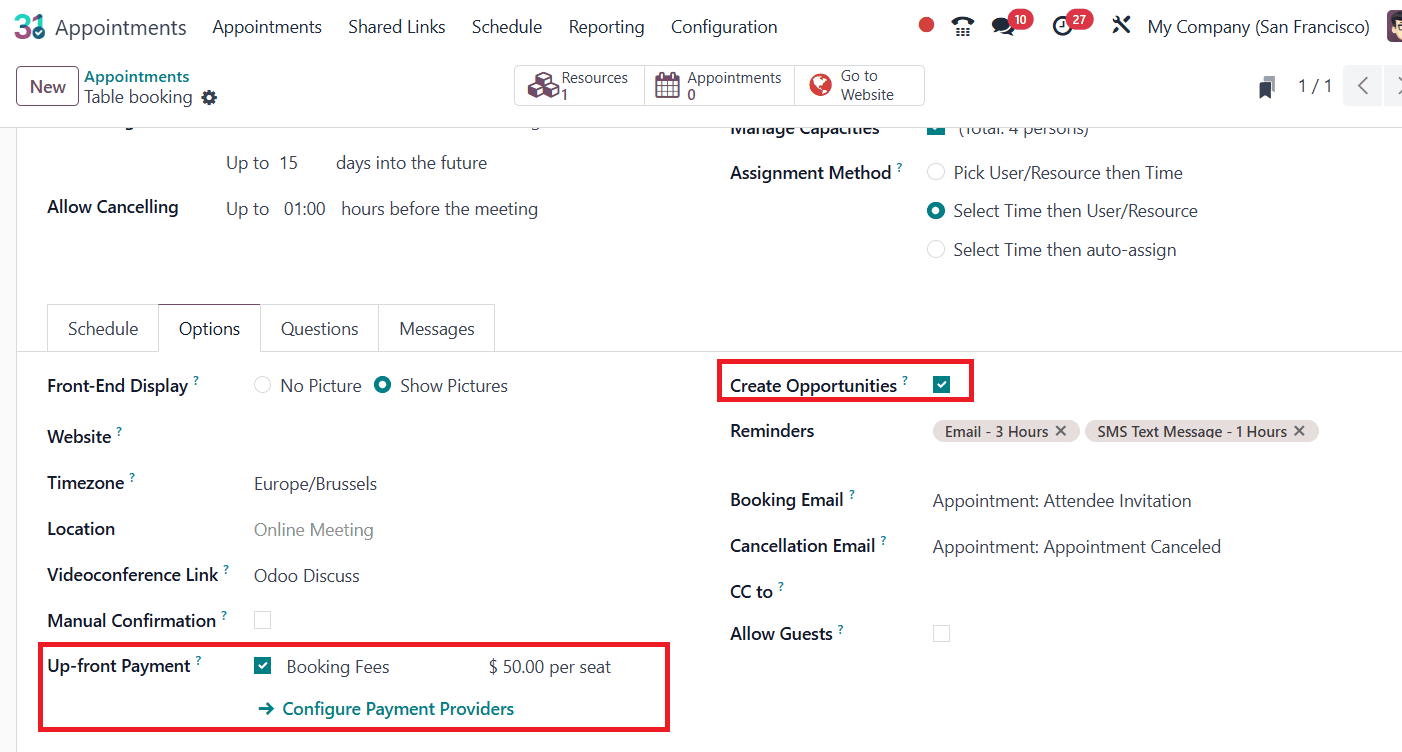 How a Restaurant Table can be booked with Odoo 18 Appointment-cybrosys