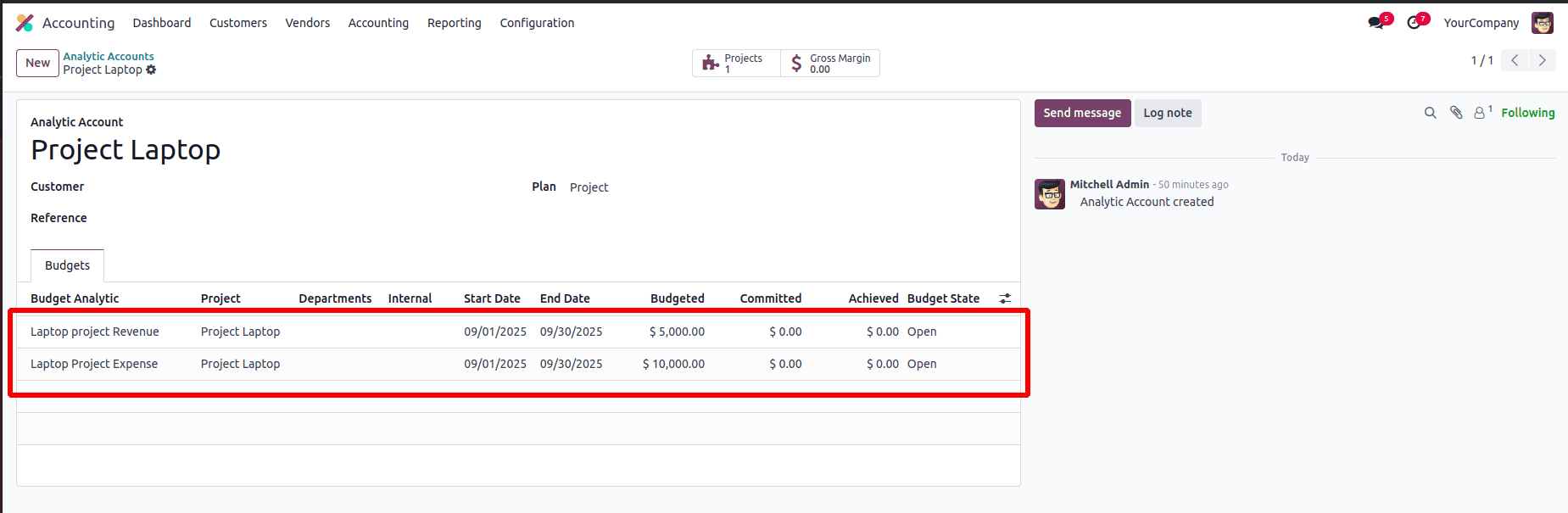How Budget can be added to a project in Odoo 18-cybrosys