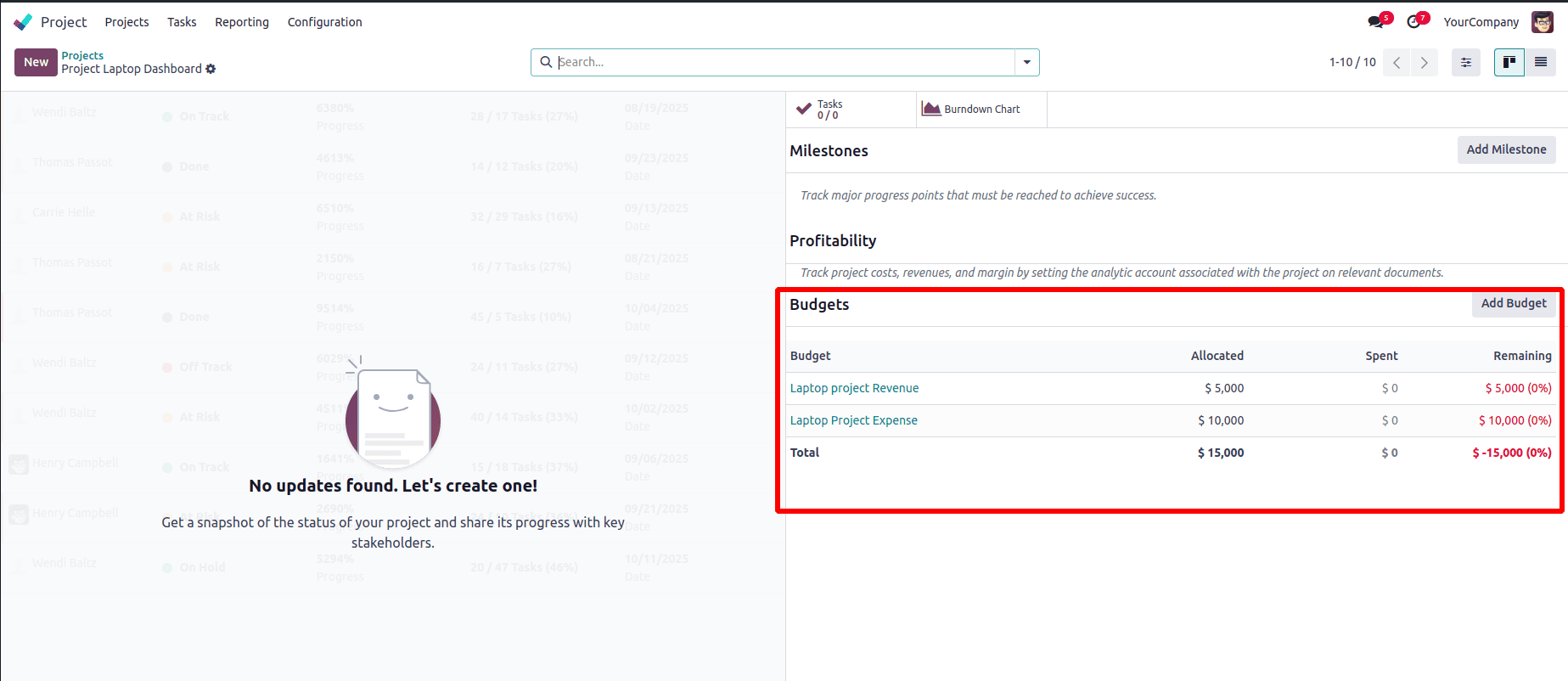 How Budget can be added to a project in Odoo 18-cybrosys