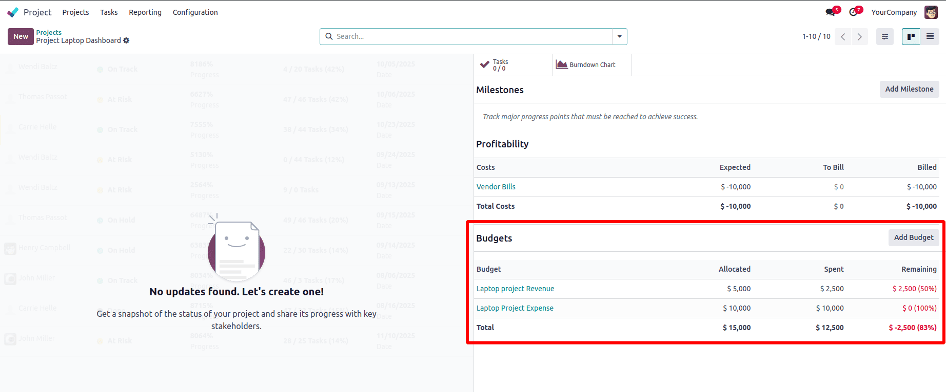 How Budget can be added to a project in Odoo 18-cybrosys