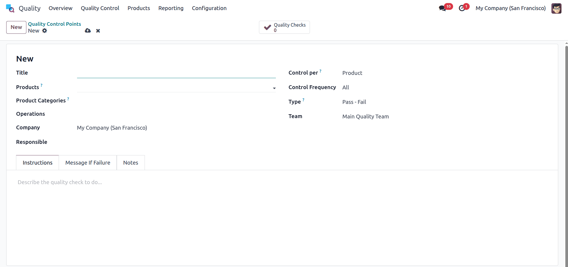 How can we set Quality Control Point On Operation Types in Odoo 18-cybrosys
