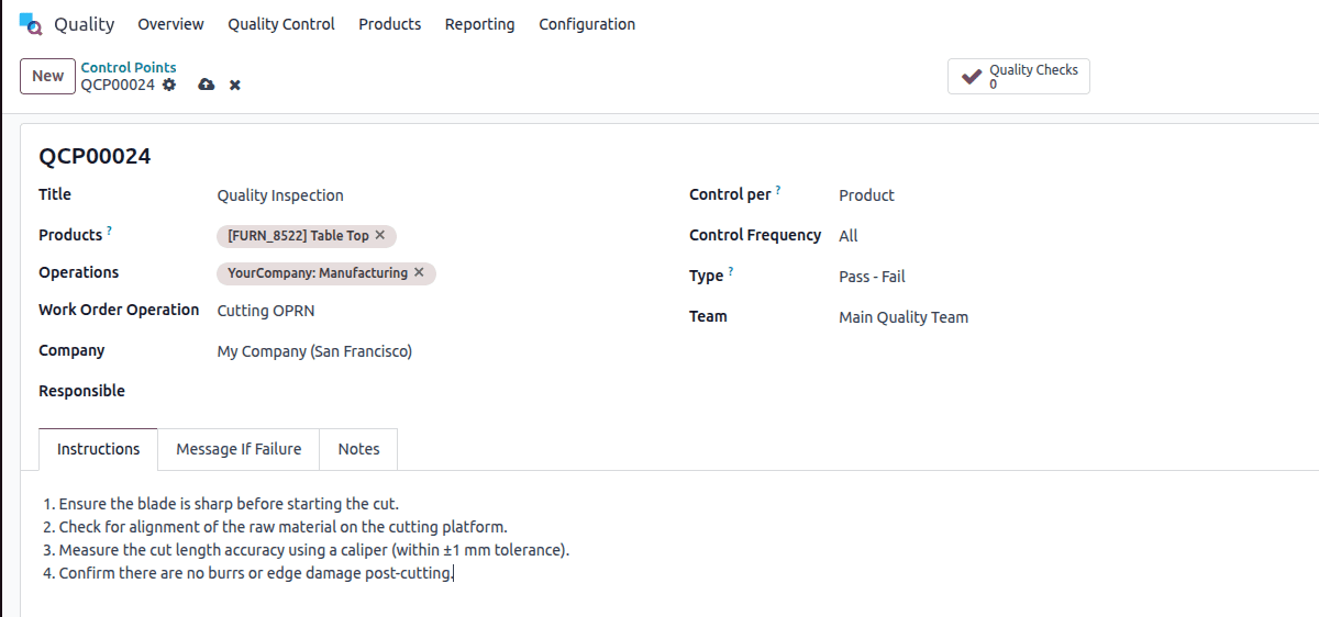 How can we set Quality Control Point On Work Order Operations in Odoo 18-cybrosys