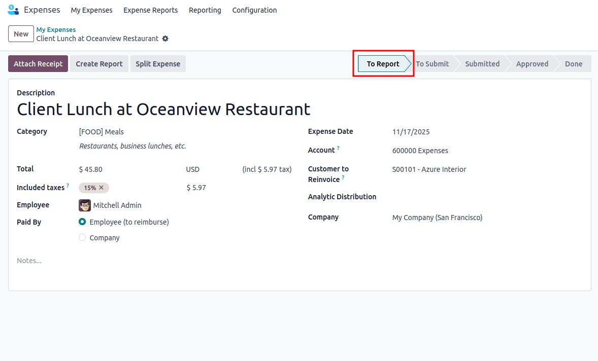 How Employee can Report his Expenses in Odoo 18-cybrosys