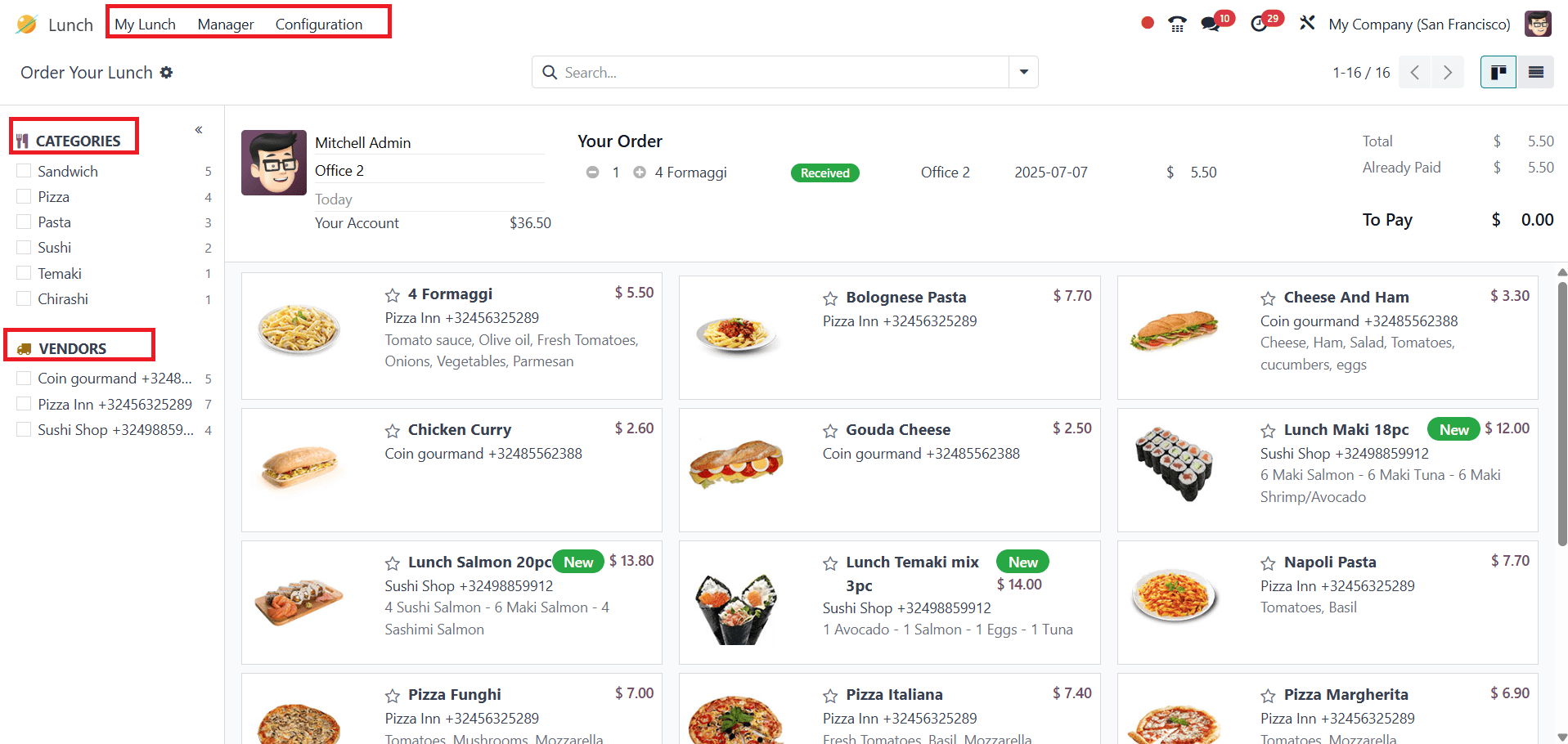 How Employee Lunch Management Can Be Achieved With Odoo 18 Lunch-cybrosys