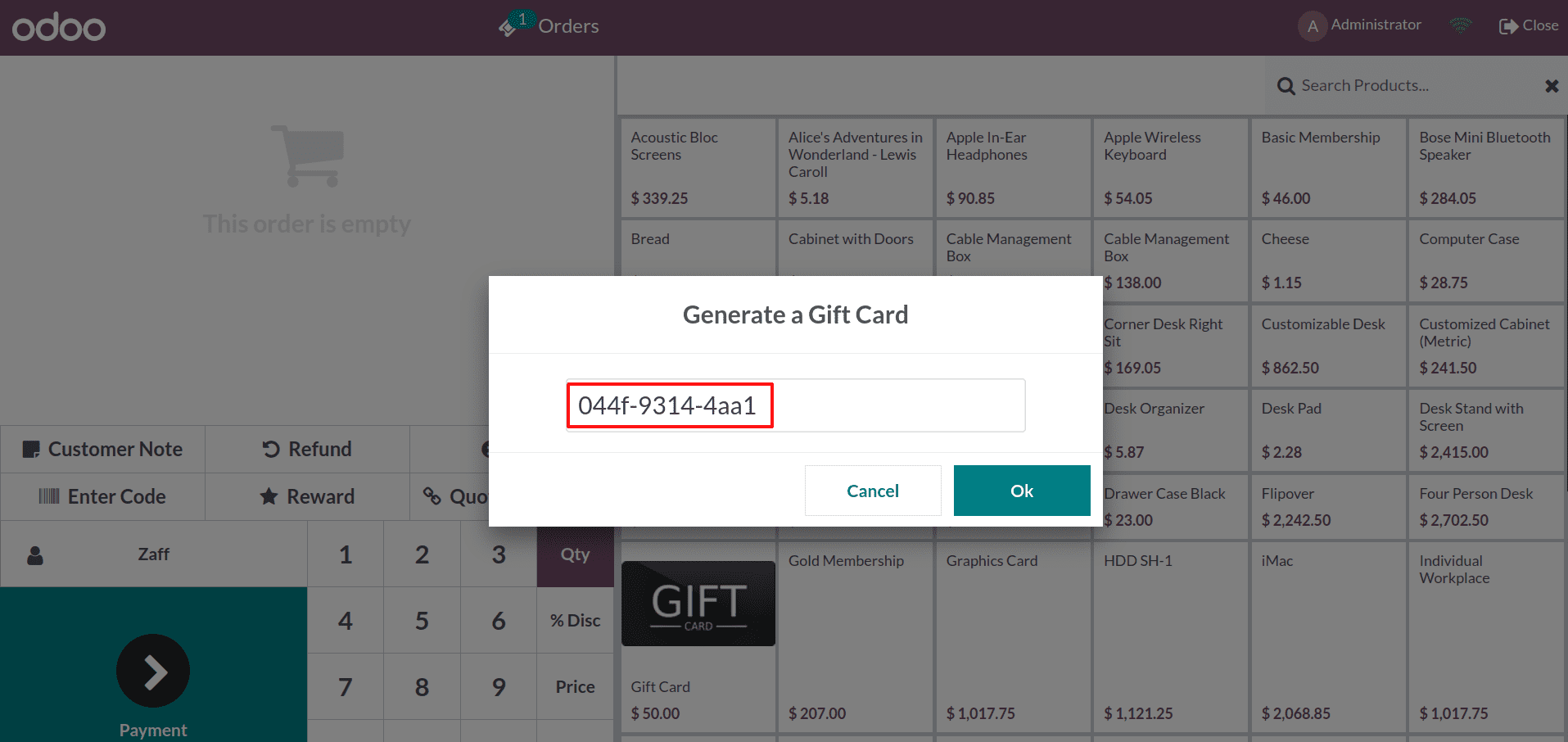 How Gift Cards Works in Odoo 16 POS-cybrosys