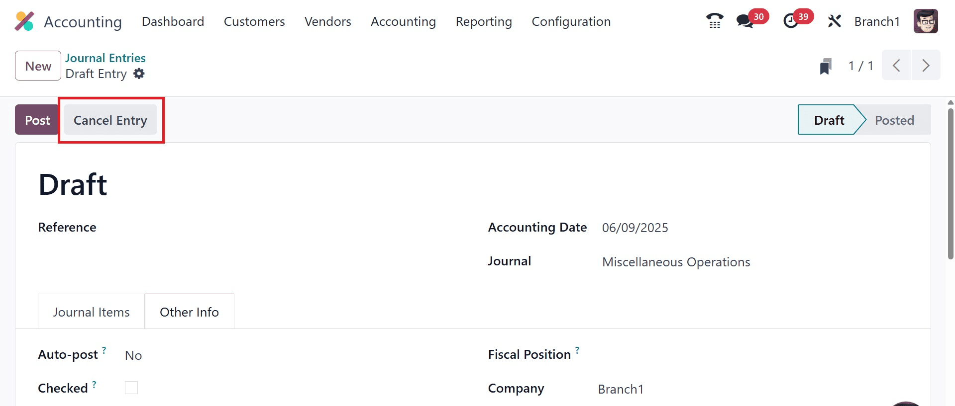 How Journal Entries & Journal Items are Recorded in Odoo 18 Accounting-cybrosys