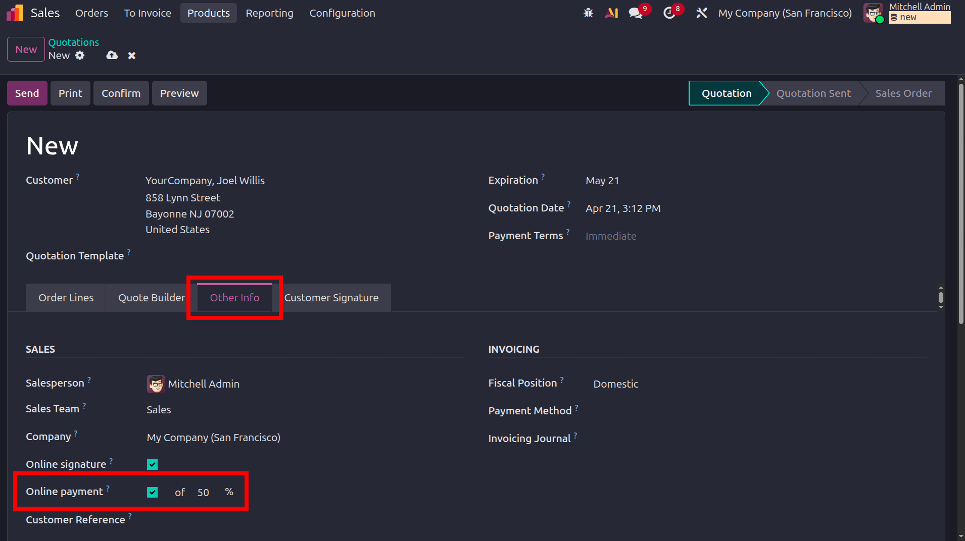 How Partial Payments Work in Odoo 19 Sales Confirmations-cybrosys