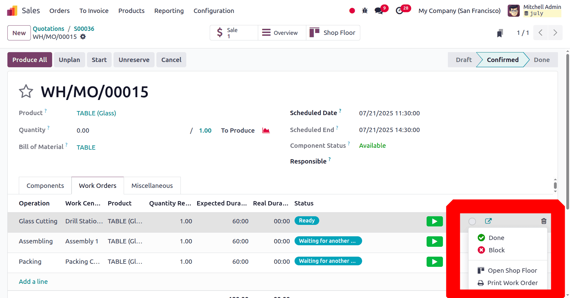 How Production of Each Variant is Routed to Multiple Workcenters in Odoo 18-cybrosys