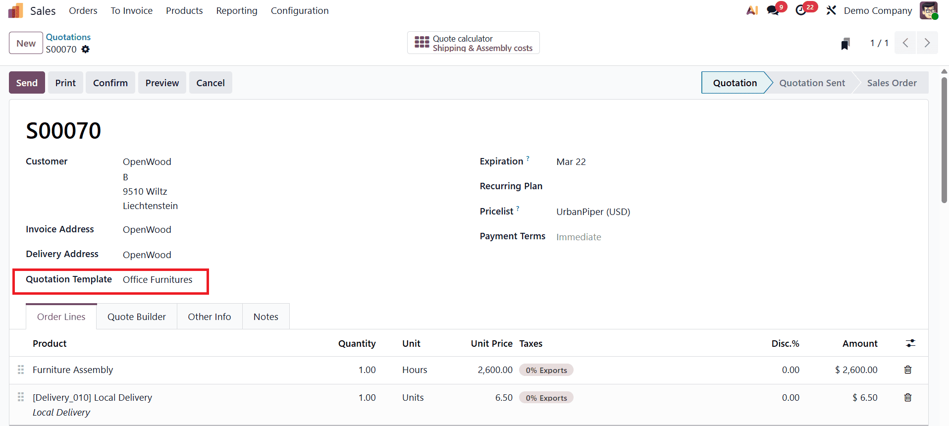 How Quotation Calculator Works In Odoo 19-cybrosys