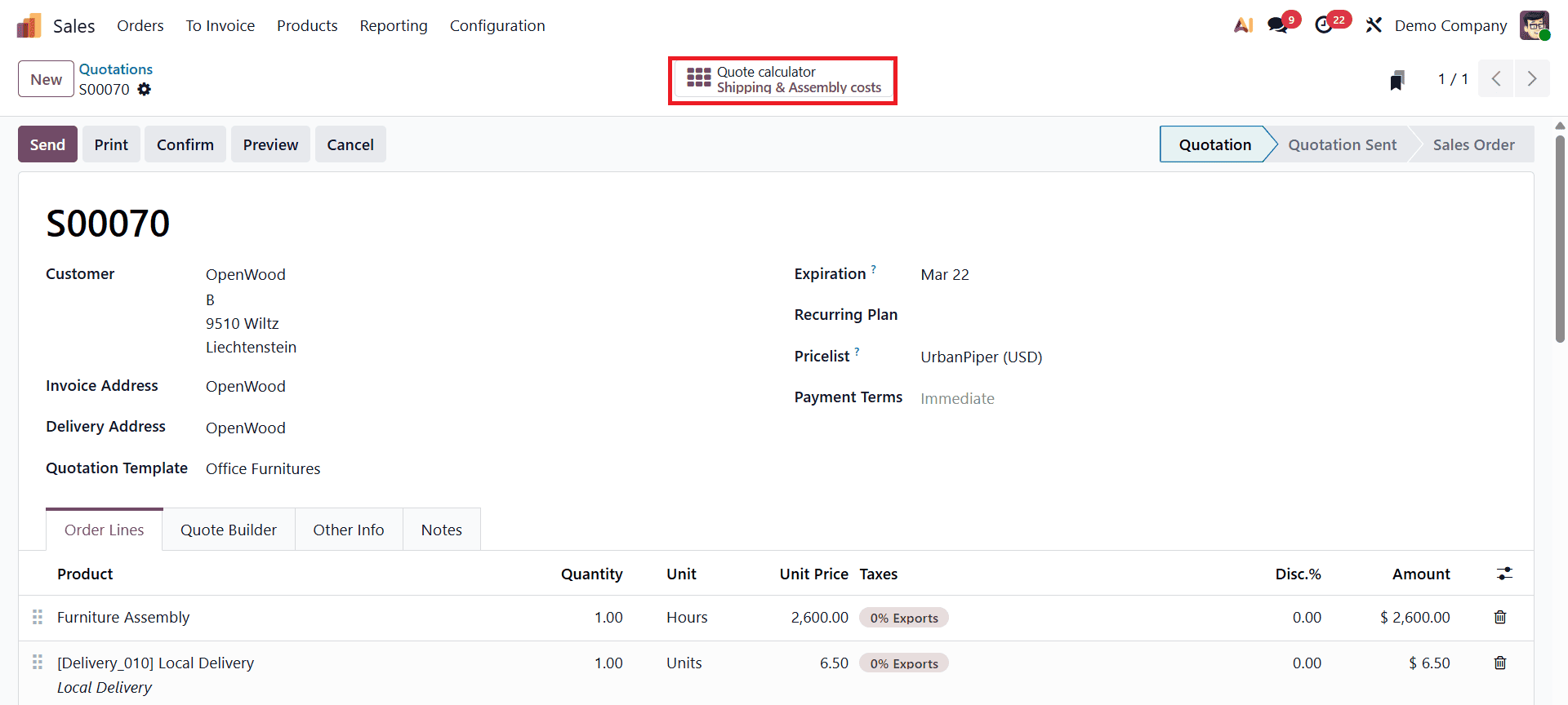 How Quotation Calculator Works In Odoo 19-cybrosys