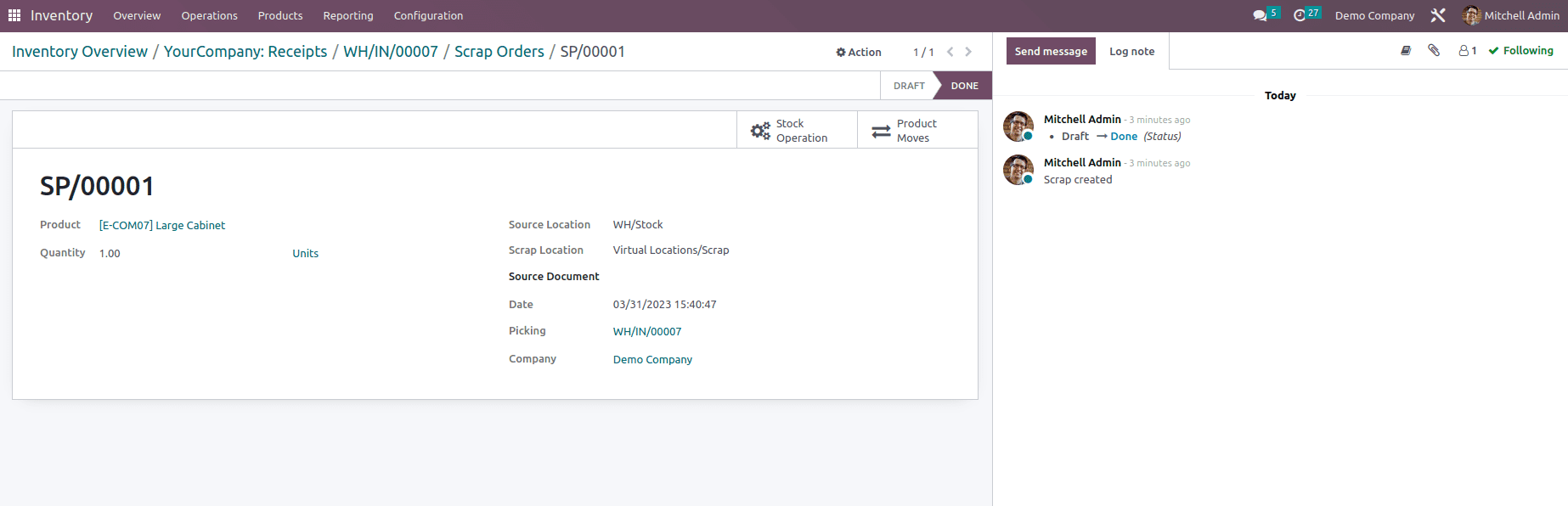 How Scraping Affects the Inventory Value in Odoo 16-cybrosys