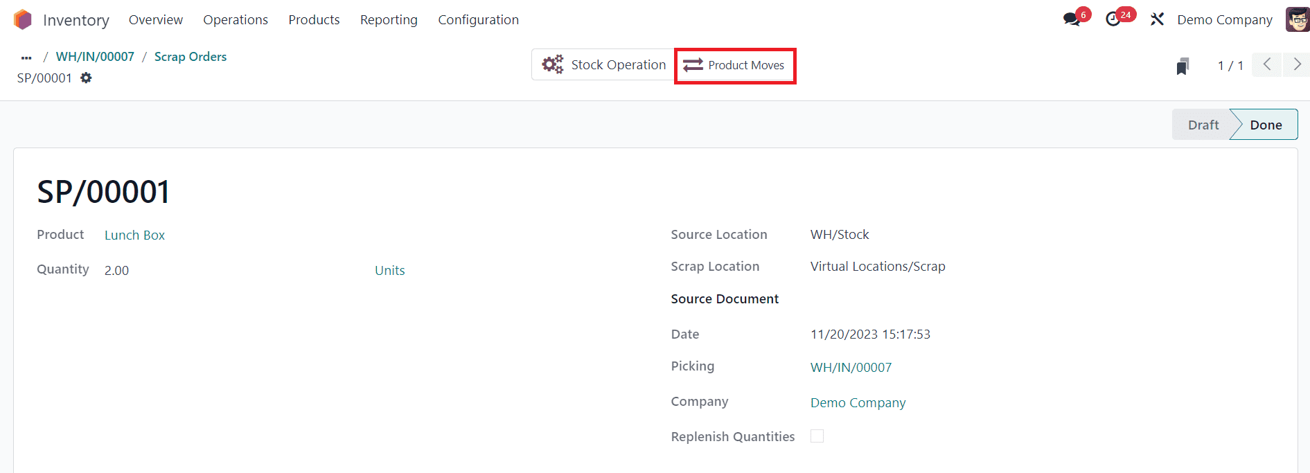 How Scraping Affects the Inventory Value in Odoo 17-cybrosys