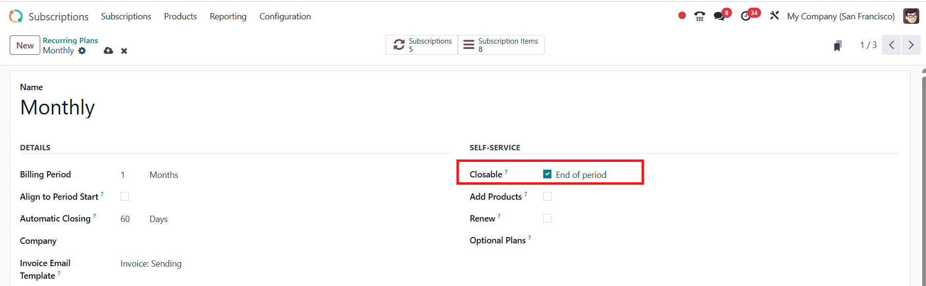 How Subscription can be Closed and Re-opened in Odoo 18-cybrosys