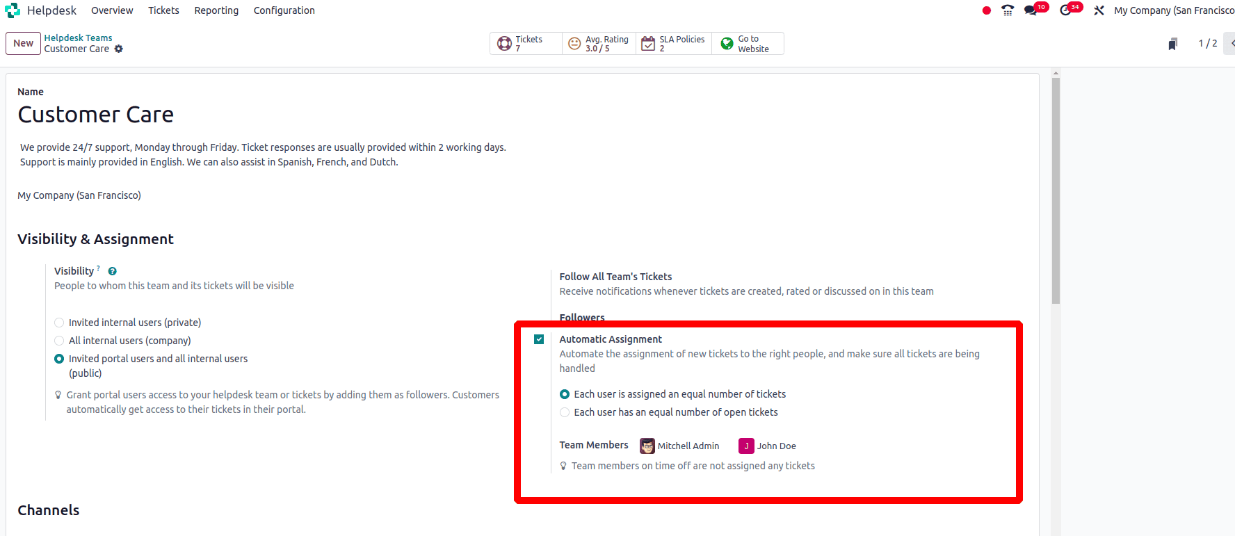 How the Automatic Helpdesk Ticket Assignment Handled in Odoo 18-cybrosys