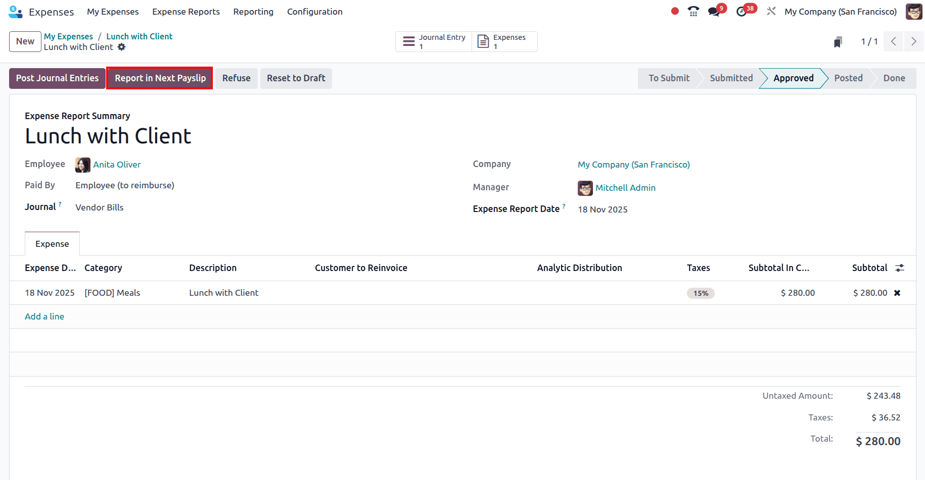 How the Employee Expense can be Reimbursed with Odoo 18 Expenses-cybrosys