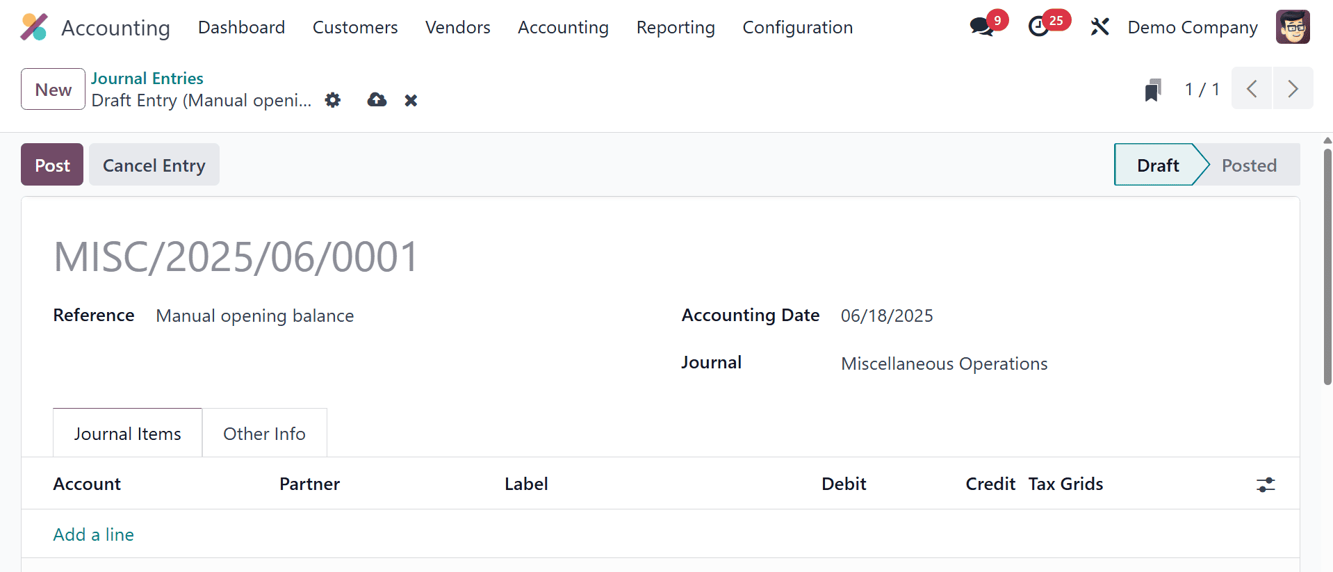How the Opening Balance is Added in Odoo 18 Accounting-cybrosys