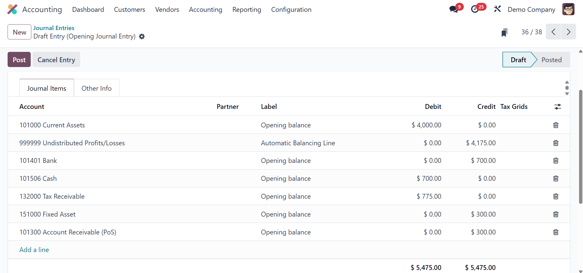 How the Opening Balance is Added in Odoo 18 Accounting-cybrosys