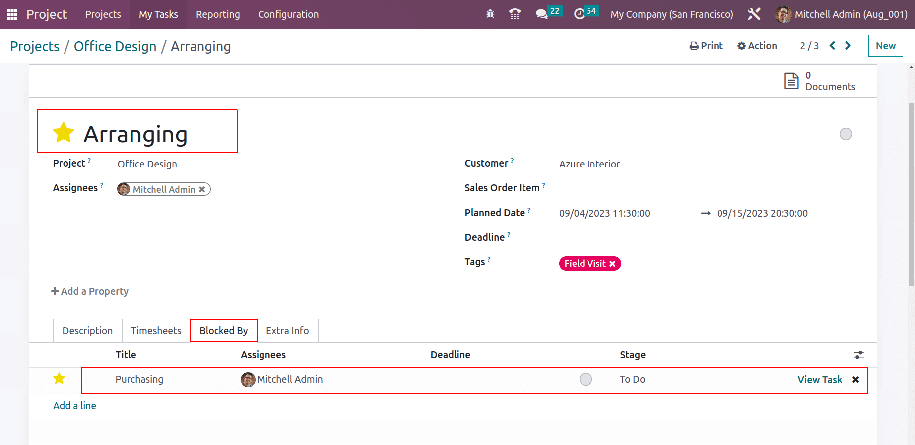 How the Task Dependencies Work in Odoo 16 Project App-cybrosys