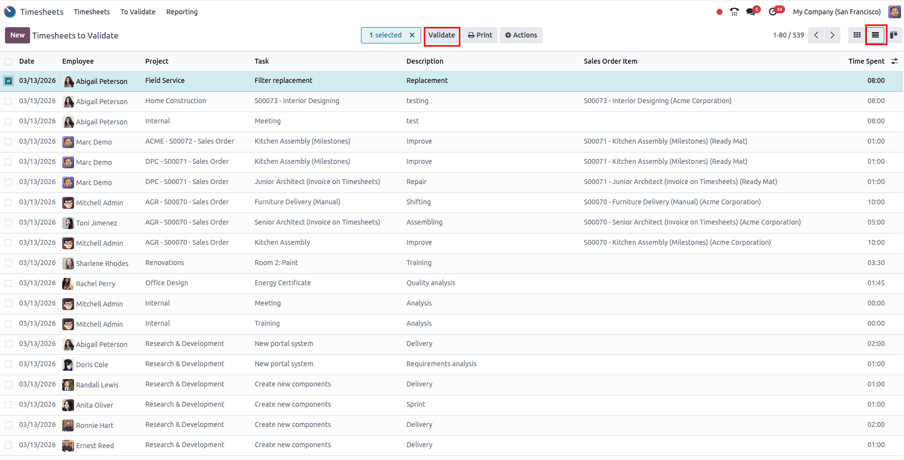 How Timesheets are Validated by a Manager in Odoo 18 Timesheet-cybrosys