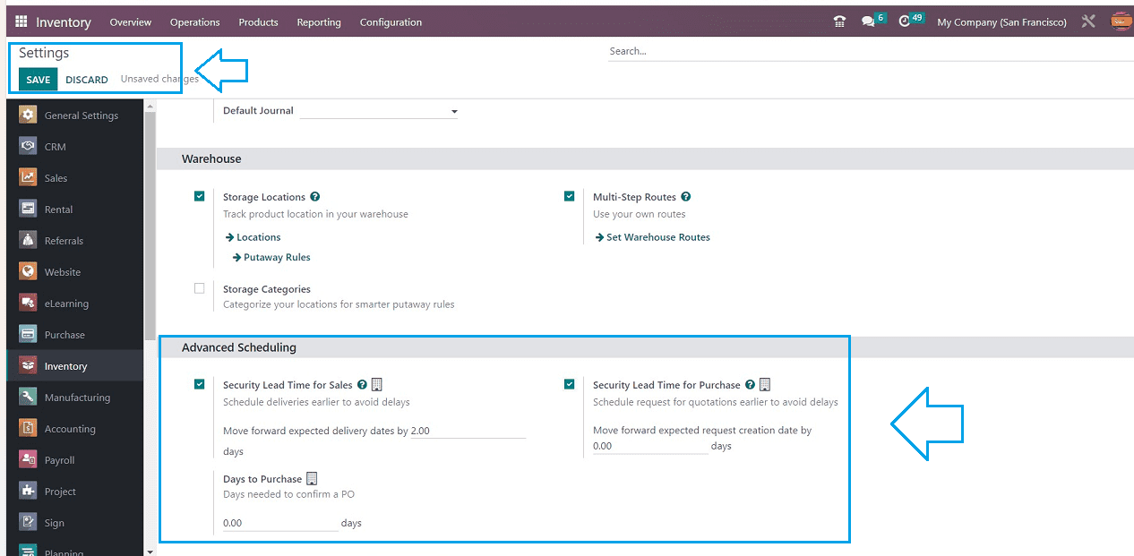 How to activate Security lead time in Odoo 16 Inventory App-cybrosys