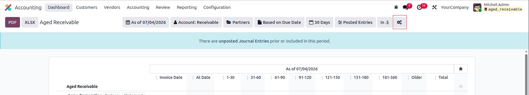 How to Add a Custom Aging Bucket Interval to the Aged Receivable Report in Odoo 19-cybrosys