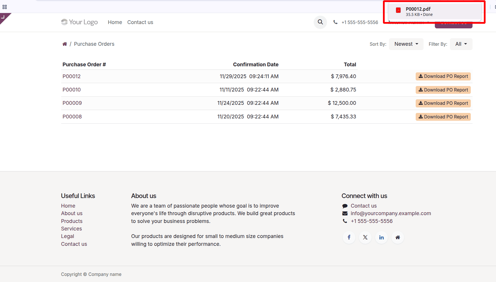 How to Add a PDF Report Download Button to the Odoo 19 Customer Portal-cybrosys