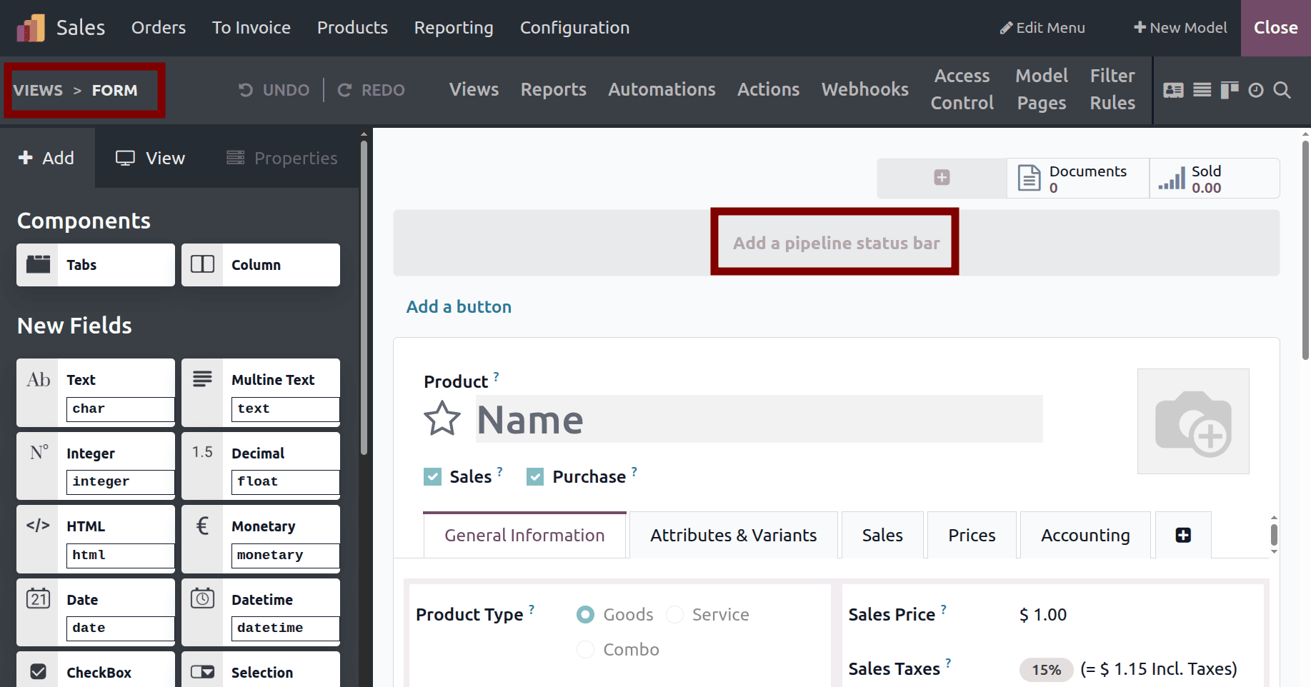 How to Add a Status Bar in Form View Using Odoo 19 Studio-cybrosys