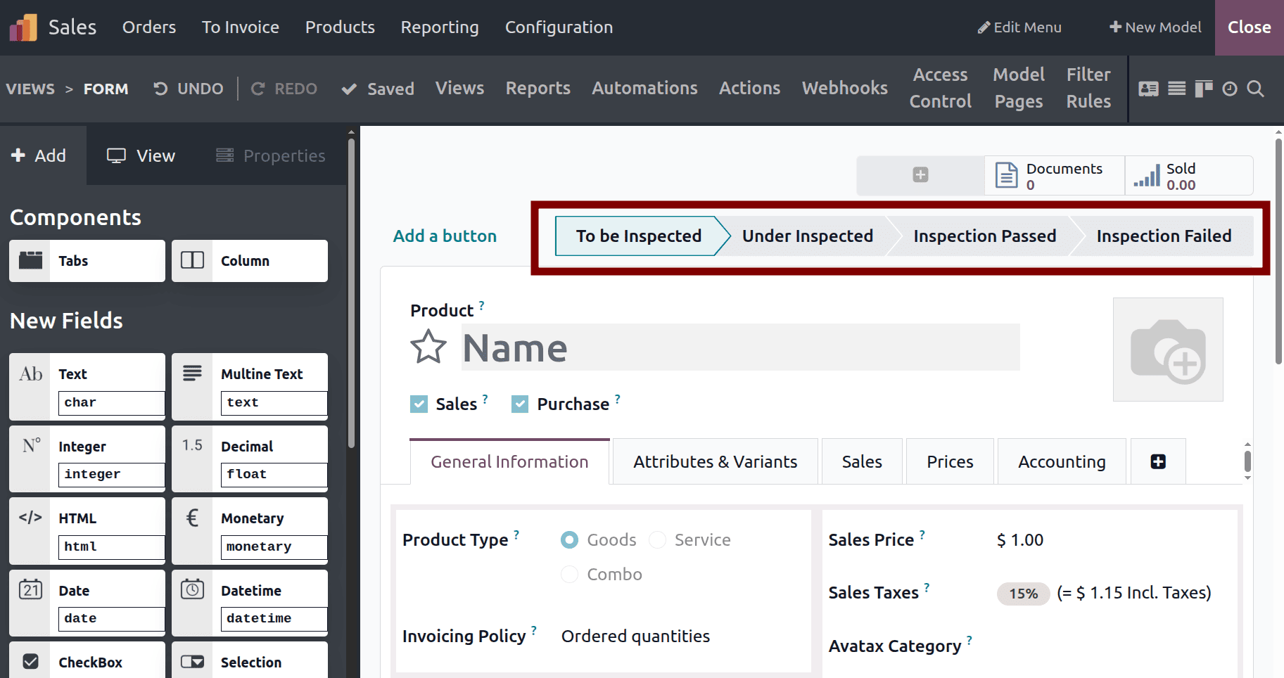 How to Add a Status Bar in Form View Using Odoo 19 Studio-cybrosys