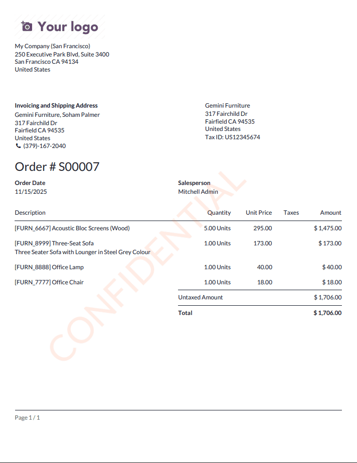 How to Add a Watermark in PDF Reports in Odoo 18-cybrosys