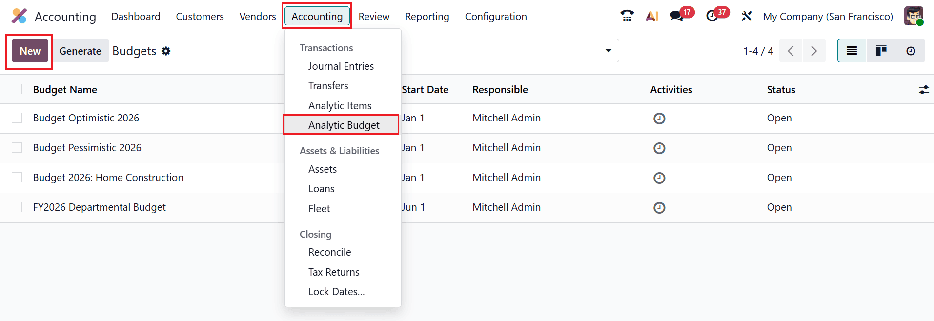 How to Add and Manage Project Budgets in Odoo 19-cybrosys
