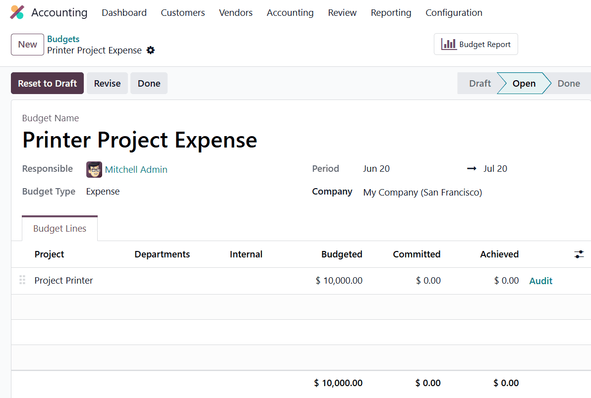 How to Add and Manage Project Budgets in Odoo 19-cybrosys