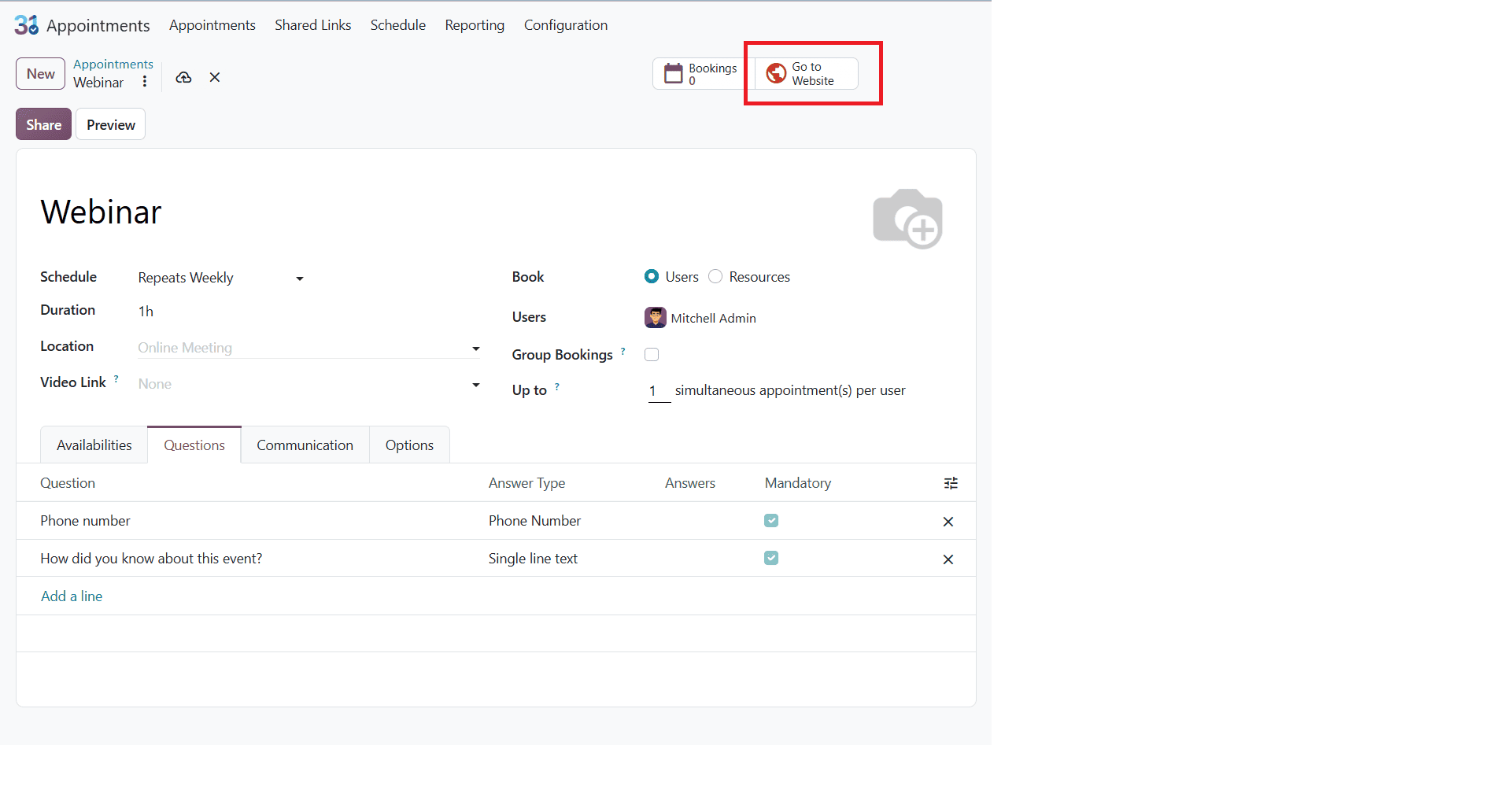 How to Add Booking Questions and Analyze Answers in Odoo 20 Appointments-cybrosys