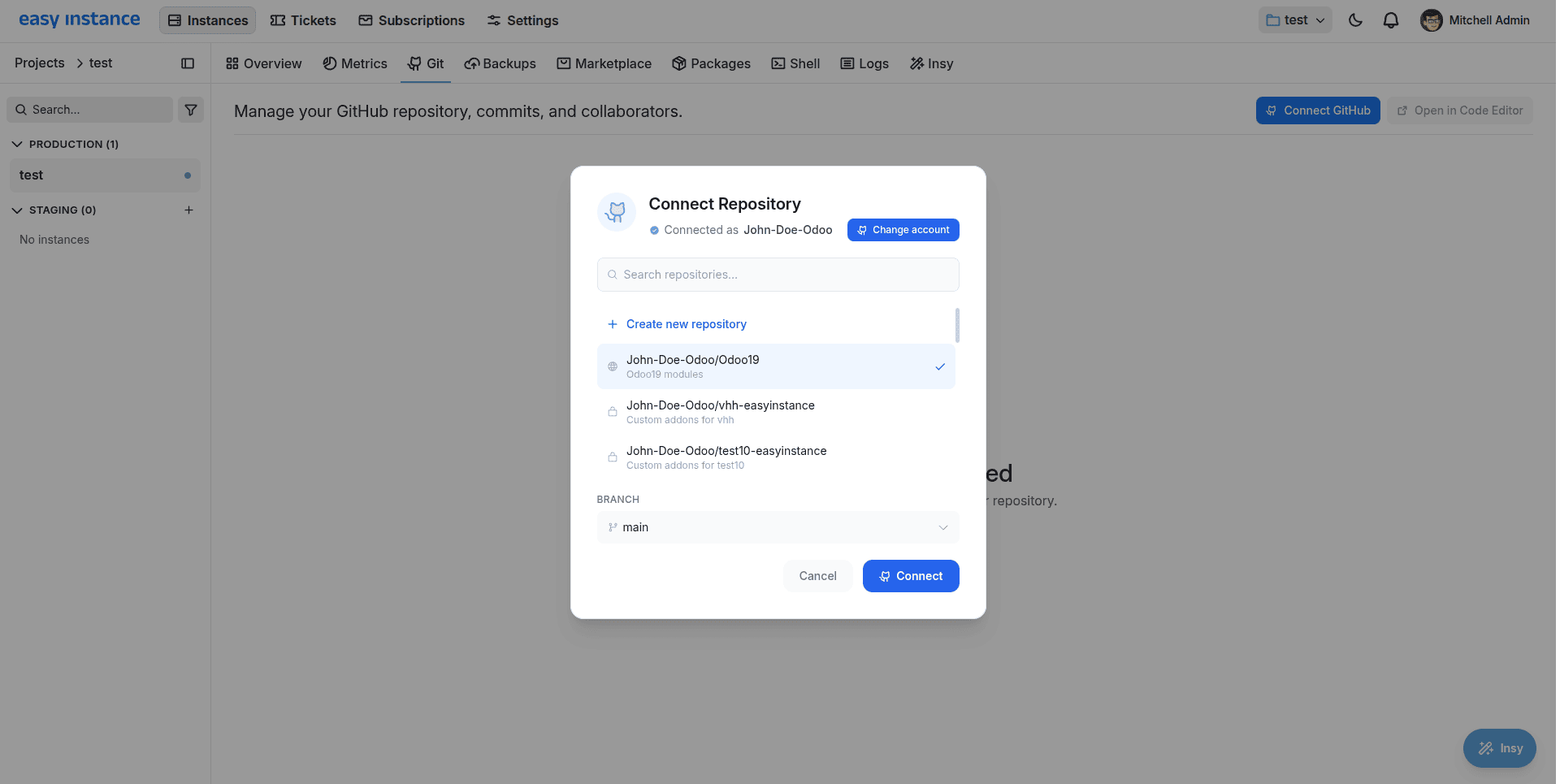 How to Add Custom Modules in Easy Instance-cybrosys