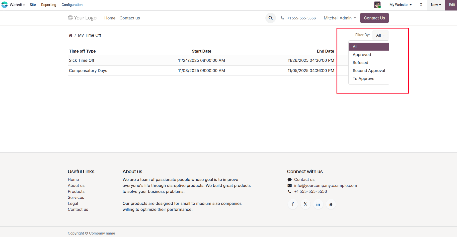 How to Add Filters Option in Website portal in Odoo 19-cybrosys