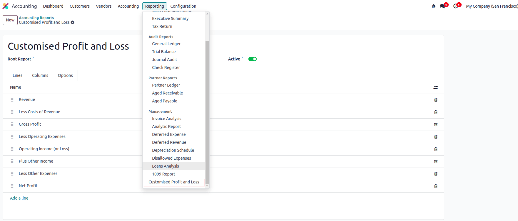 How to Add Financial Reports from UI in Odoo 18-cybrosys