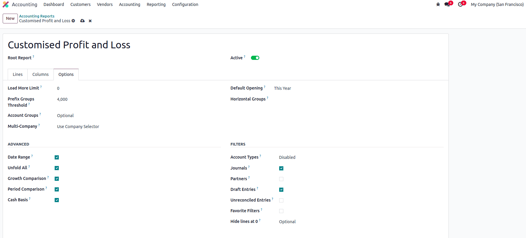 How to Add Financial Reports from UI in Odoo 18-cybrosys