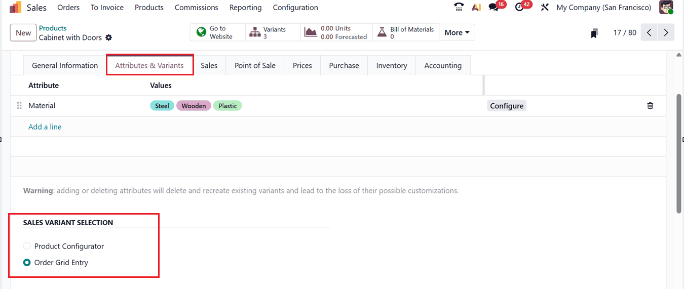 How to Add Multiple Variants to an Order from a Grid Using Odoo 19 Sales Module-cybrosys