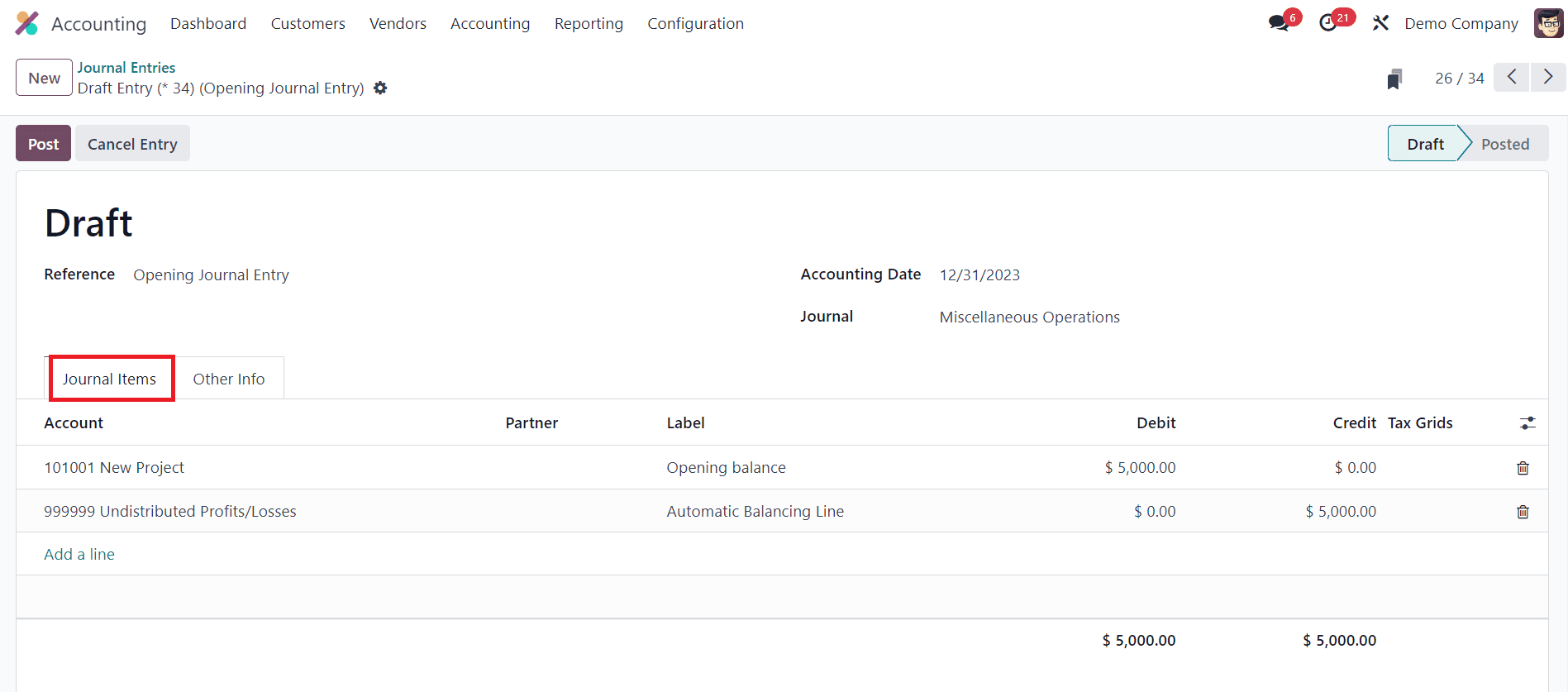 How to Add Opening Balance in Odoo 17 Accounting-cybrosys