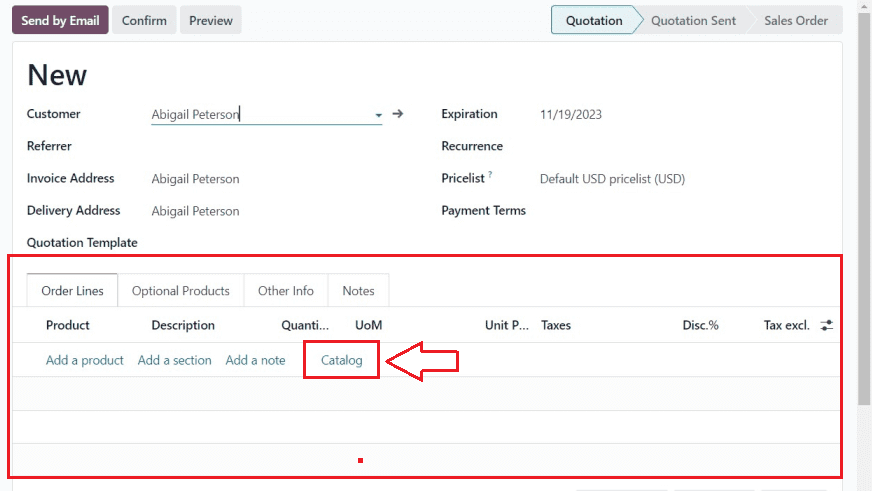 How to Add Product Using Product Catalog in Odoo 17 Sales App-cybrosys