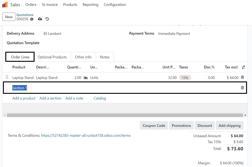 How to Add Sections, Notes, & Subtotals in a Quotation Using Odoo 17 Sales-cybrosys