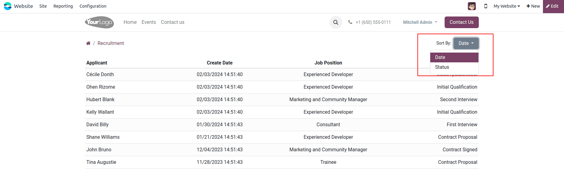 How to Add Sort Option in Website Portal Odoo 17-cybrosys