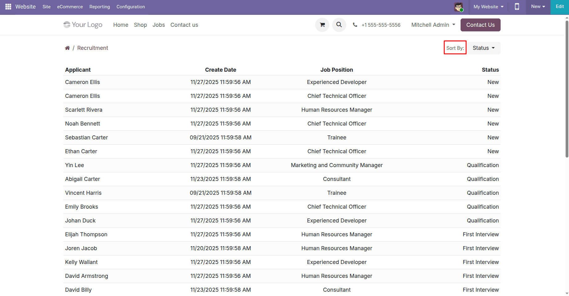 How to Add Sort Option in Website Portal Odoo 19-cybrosys
