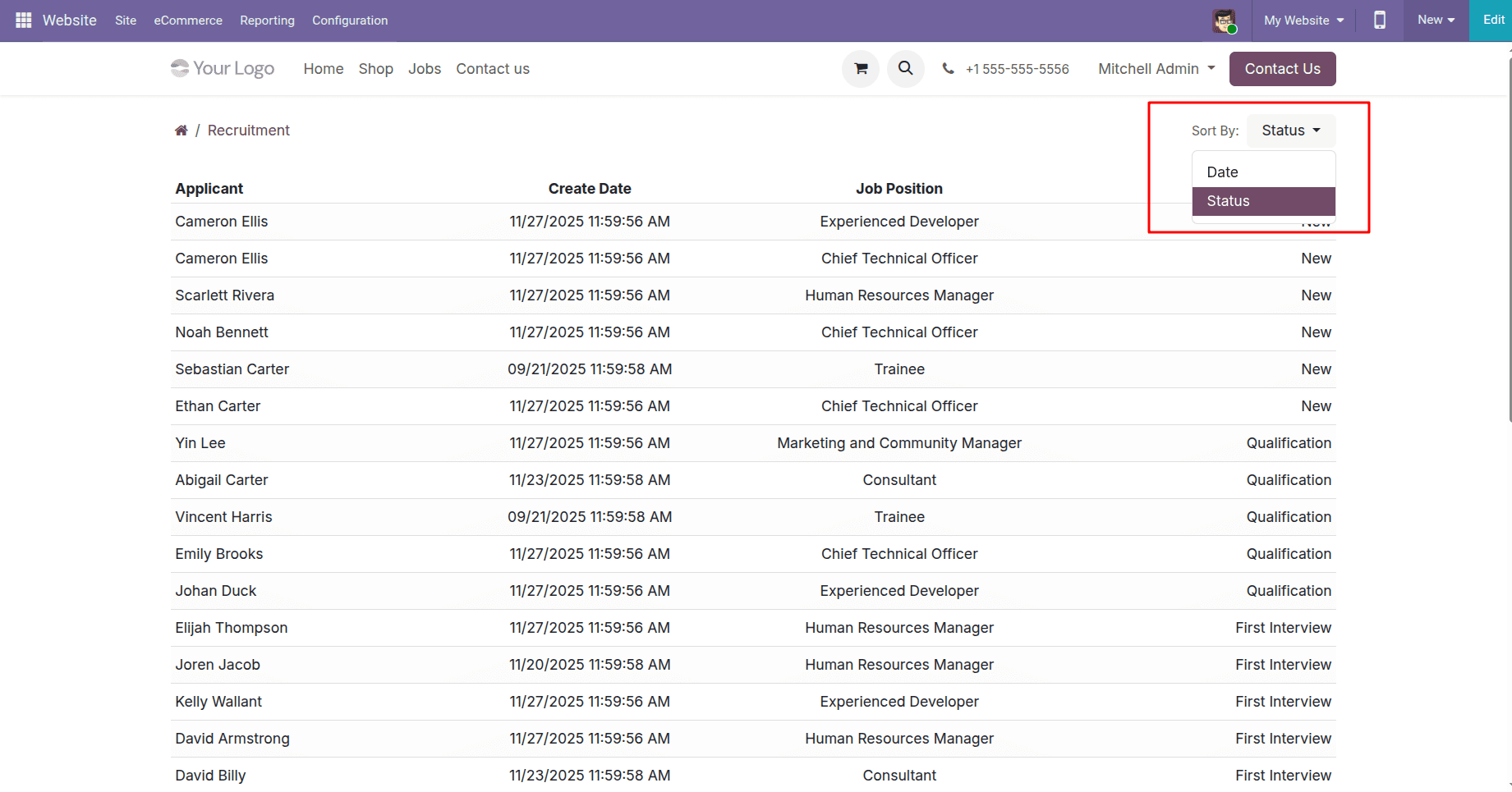 How to Add Sort Option in Website Portal Odoo 19-cybrosys