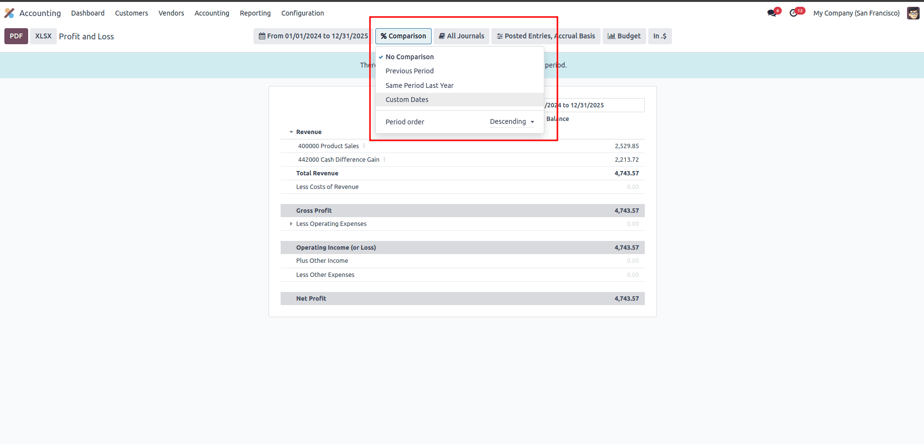 How to Analyse Company Profit and Loss Reports in Odoo 18 Accounting module-cybrosys