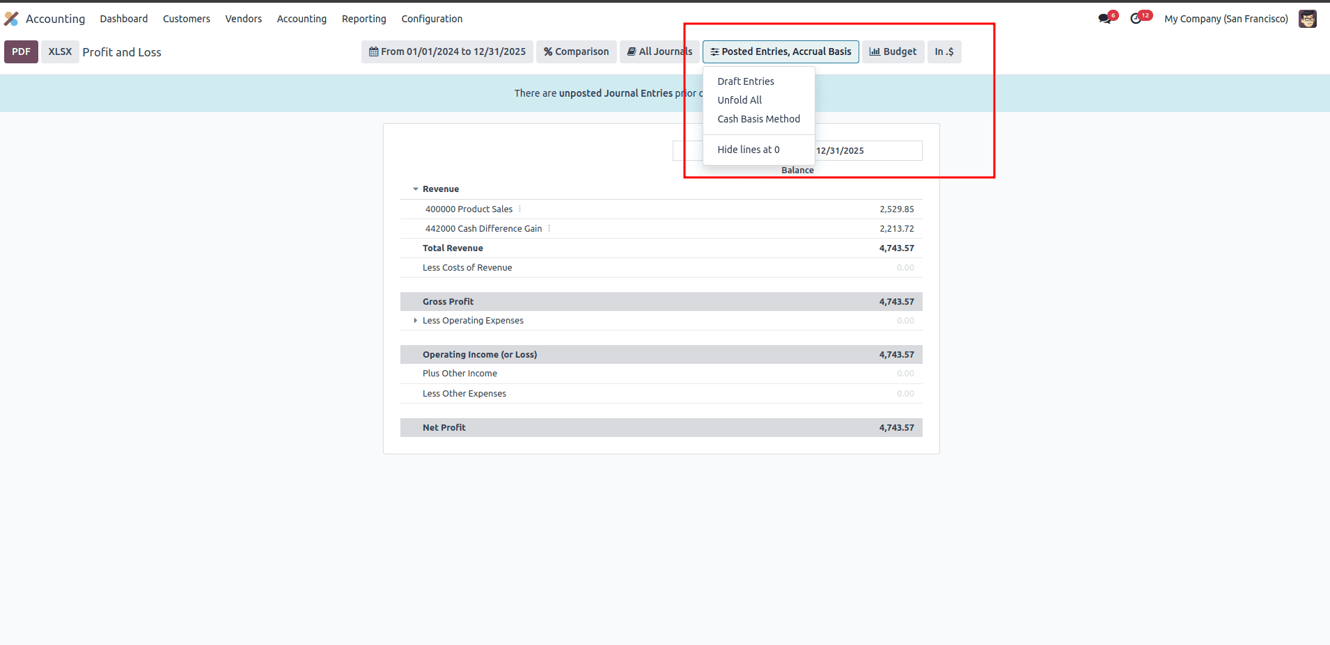 How to Analyse Company Profit and Loss Reports in Odoo 18 Accounting module-cybrosys