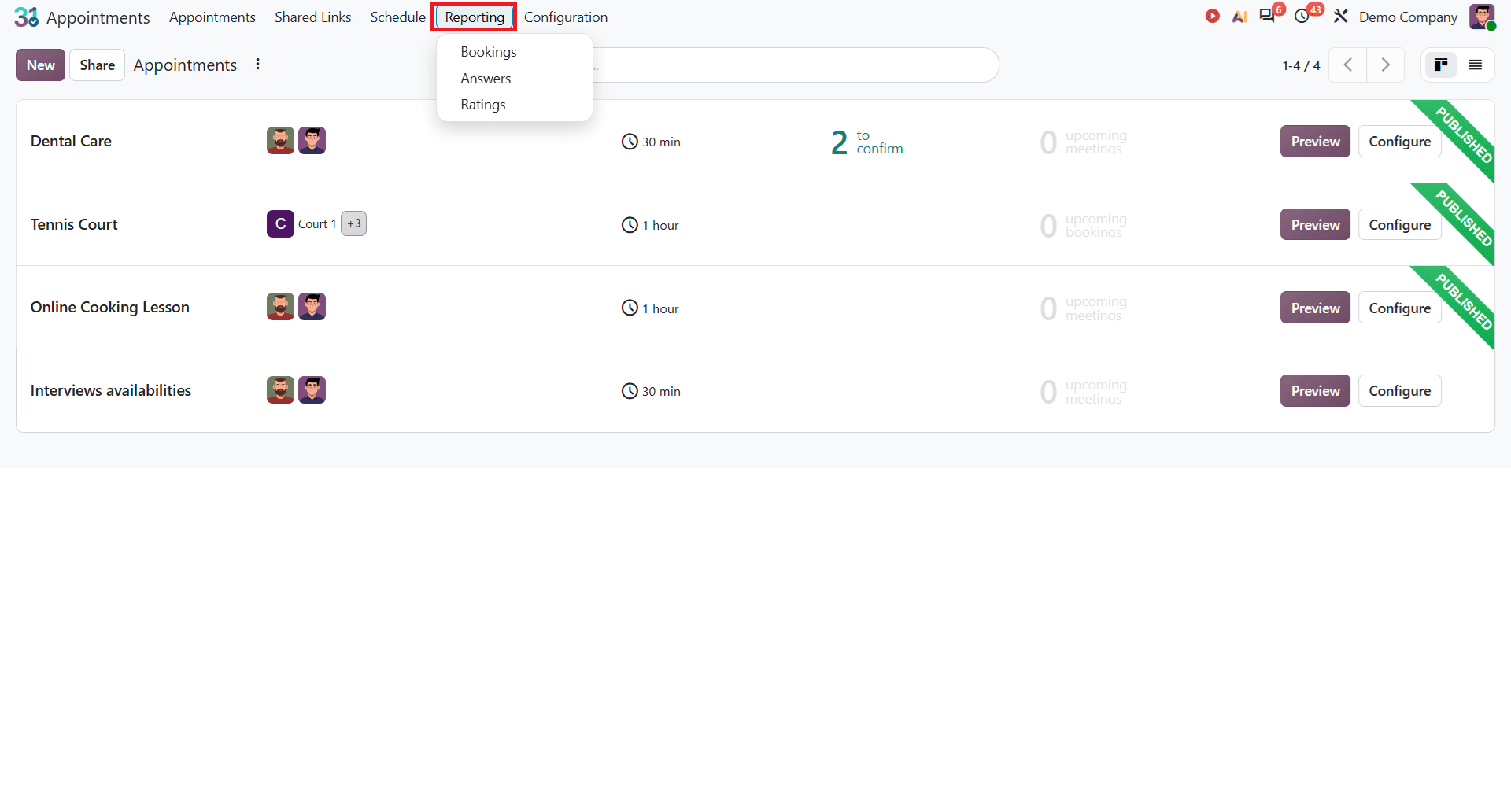 How to Analyze Appointment Bookings, No-Shows, and Ratings in Odoo 20-cybrosys