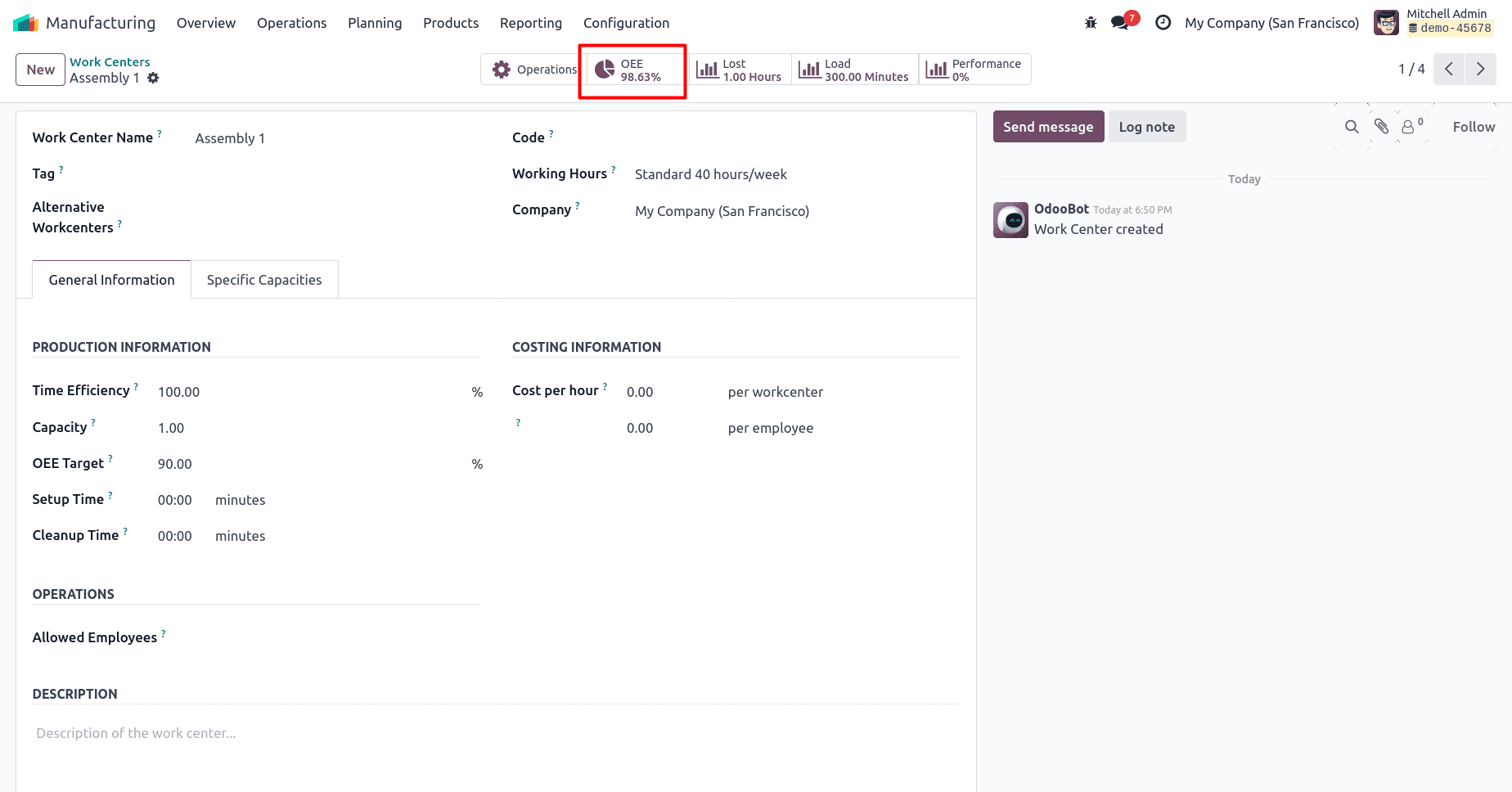 How to Analyze Workcenter Overall Equipment Effectiveness in Odoo 18-cybrosys