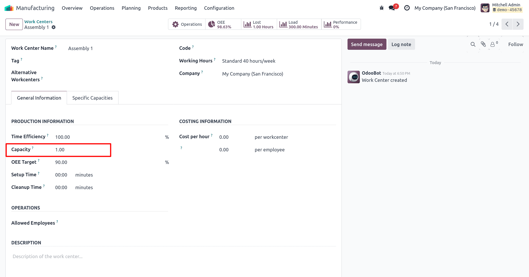 How to Analyze Workcenter Overall Equipment Effectiveness in Odoo 18-cybrosys