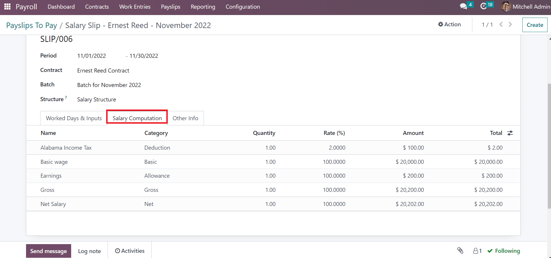 How to Apply Alabama(USA) Income Tax to the Payslip in Odoo 16-cybrosys